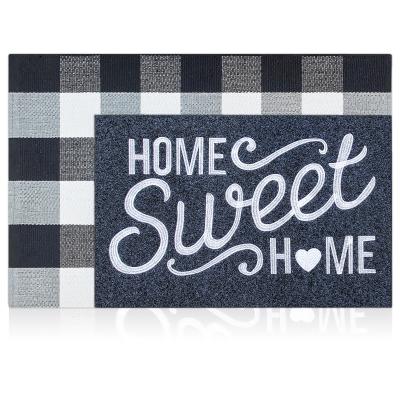 China Contemporary Combo Set Doormat +Buffalo Plaid Soft Home Cover To Seat Non Slip Durable Indoor Outdoor Door Cover for sale