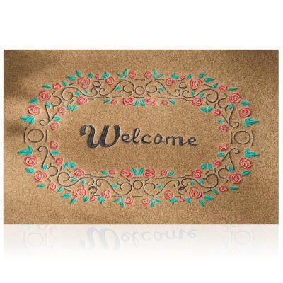 China Black Non-Slip Exterior Mats Durable Rubber Back Doormats Front Door Entry Mat Welcome Mats for Interior Exterior Entry Low-Profile for sale