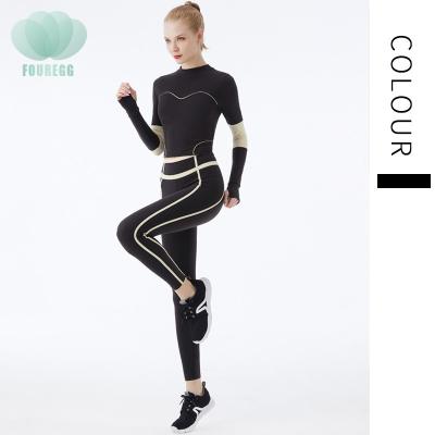 China Breathable Custom Logo Women Yoga Long Sleeve Tops And Pants Fitness Wear Sexy Apparel Yoga Bra And Pants Women Unique Yoga Set for sale