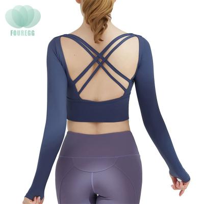 China Custom Logo Women Autumn/Winter Breathable Yoga Wear Top Clothes Long Sleeves T-Shirt Sports Top Sports Women Sleeve Long Tank Top Yoga for sale