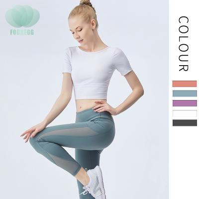 China Breathable four way custom short sleeve fitness mewsh T-shirt women's logo tops seamless yoga clothes yoga clothes for women for sale