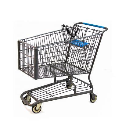 China With Seat High Quality America Style Metal Supermarket Safe and Blet Large Size Metal Shopping Trolley With Seat for sale