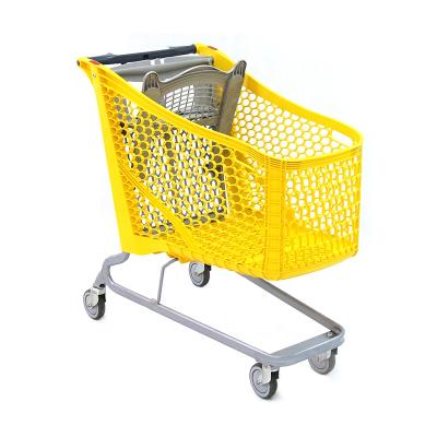 China Hot Selling New Unveiling Products 220L Plastic Shopping Trolley Shopping Cart Trolleys With Custom Logo for sale