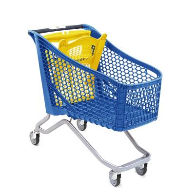 China Plastic Unfolding Shopping Cart Trolley With High Quality Wheels for sale