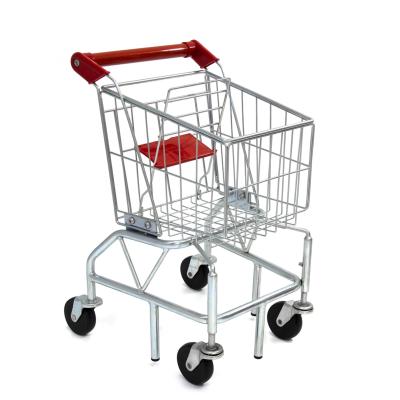 China Unveiling Baby Love Kids Small Metal Shopping Cart With Handle Wheels for sale