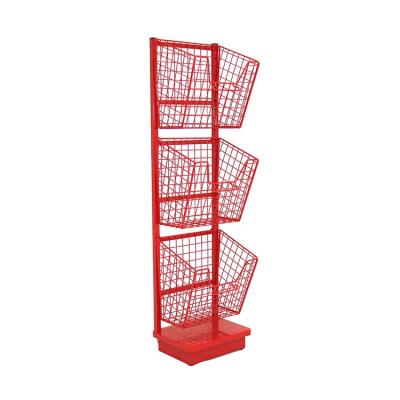 China Show Products High Quality Modern Design Office Display Stand Floor Standing Store Magazine Metal Racks With Wheel for sale