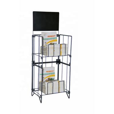 China Durable Newspaper Magazine Literature Display Stand Metal Wire Display Rack for sale