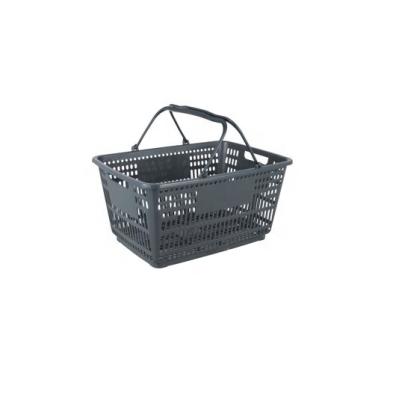 China Hot Selling Plastic Double Handle Plastic Shopping Basket For Supermarket for sale