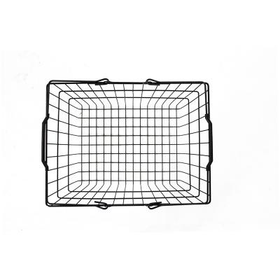 China For Supermarket High Quality Design Roll Out Metal Wire Mesh Supermarket Chrome Plated Shopping Basket for sale