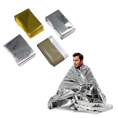 China Survival Waterproof Outdoor Blanket Waterproof Foil Silver Emergency Heating Mylar Thermal Blankets for sale