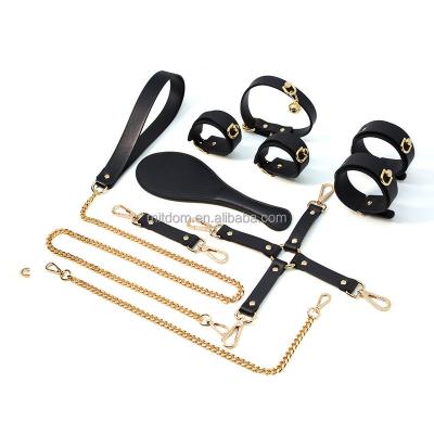 China PU Electronic Bondage Restraint Lock BDSM Fetish Handcuffs Mouth Gag Chastity Device Rechargeable Timing Switch Sex Toys for Couples for sale