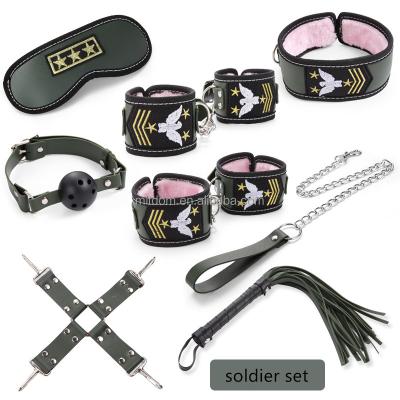 China Polyester Role Play BDSM Bondage Suit Restraint Gear 8pcs Sex Toys Couples Couples Exotic Adult Women Black Material Type Set Original Color for sale