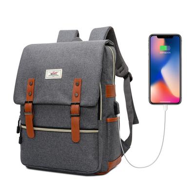 China With USB Vintage Laptop For Women Men Backpack Schoolbag College With USB for sale