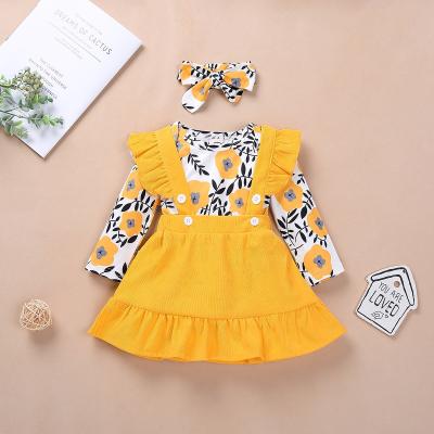 China 2021 New Design Breathable Children Dress Princess Daily Life Flower Pattern Dress Korean Children Wholesale Casual Girl Skirt for sale