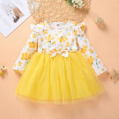 China Wholesale New Style Flower Baby Princess Dress Long Sleeve Baby Dress OEM Cheapest Breathable 9 Months Baby Dress for sale