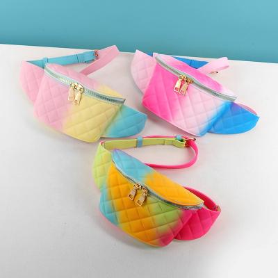 China New Fashion Water Proof Candy Color Women Belt Bag Rainbow Style Design Sport Waist Bag Waterproof Waist Bag for sale