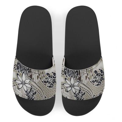 China CUSHIONING Wholesale Polynesian Traditional Tribal Print Bedroom Slippers Toe Beach Slippers For Women Open Casual Plus Size Slide Slipper for sale