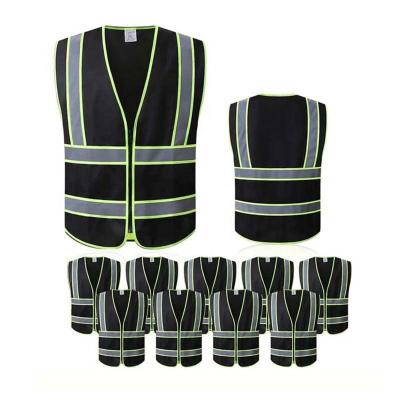 China LED SNAPSHOT LED SNAPSHOT Customized High Visibility Logo Safety Vest Zipper Zipper Black Construction Work Wear Black Reflective Safety Sleeveless Vest for sale