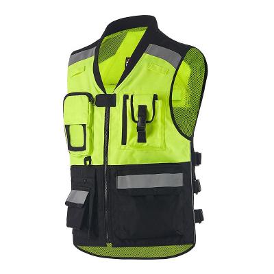 China LED FLASH LED FLASH Custom Design Work Wear Mesh Reflective Winter Color Block Zipper Jacket Muti-pockets High Visibility Vest Safety Recycling Vest for sale