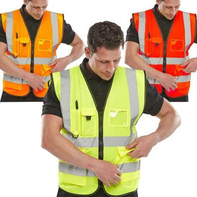 China LED LIGHT FLASH FLASH Logo Vest Sleeveless Fluorescent Green Clothing Unisex High Safety Reflective Vest Custom Made Jacket With Pockets for sale