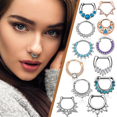 China 2022 real sexy designer punks dangle indian earring circle nose septum stud 316 stainless steel pin piercing jewelry in bulk for women for sale