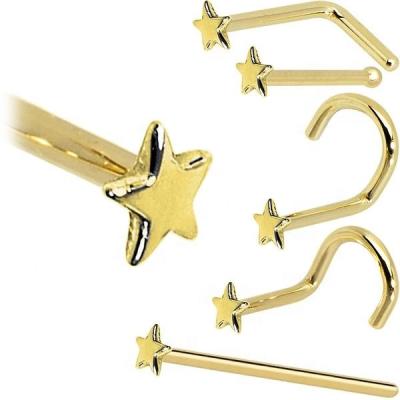 China 2022 CLASSIC 14K Gold Star Nose Ring Pin Nose Piercing Body Jewelry for sale