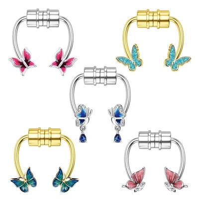 China Casual / Sporty Butterfly Stainless Steel Nose Clip On Ring Jewelry Piercing Nose Ring for sale