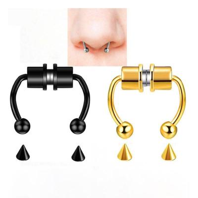 China Casual/Sporty Faux Clip On Tiny Gothic Lip Nose Cuff Rings Style Faux Non Piercing Cartilage Earrings for sale