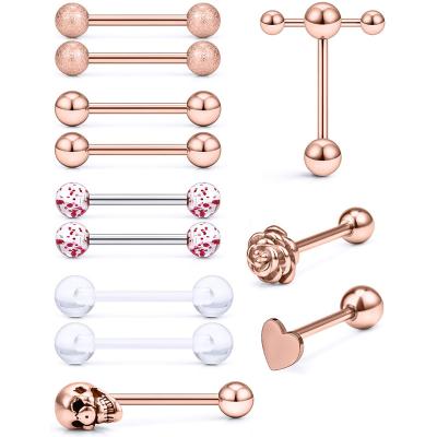 China 2022 New CLASSIC Design Display Promotion Fashion Wholesale 16g Free Sample Bar Bell Tongue Rings for sale