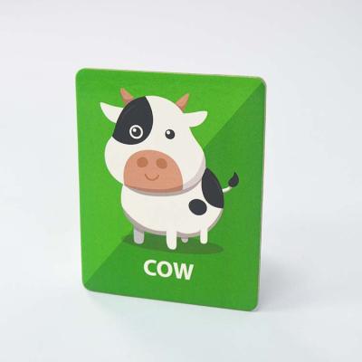 China Custom Printed Card Plastic Baby Animal Standard Educational Learning Flash Cards for sale