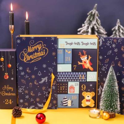 China Advent Calendar Countdown Calendar Empty Luxury Cardboard Paper Gift Beauty Cosmetic Packaging Christmas Advent Calendar Box for sale