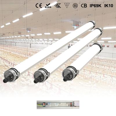 China Installation TUBU CE 4ft 40w IP69K IK10 Tri Port LED Batten Proof Light With 3h Backup Battery Backup For Parking Lot for sale