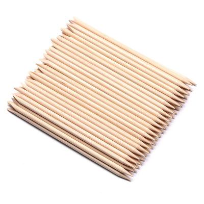 China Convenient 100 Pcs Orange Wooden Nail Sticks Double Sided Multi Functional Cuticle Pusher Remover Manicure Pedicure Tool For Manicure for sale