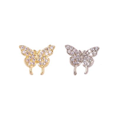 China Easy Apply Wholesale 2022 New Diamond-inlaid Three-dimensional Zircon Metal Butterfly Nail Art Charms Decoration for sale