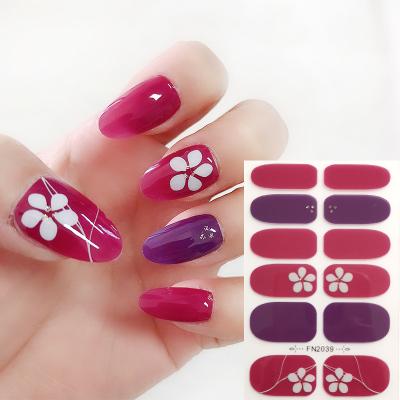 China High Quality Easy Nail Art Polish Sticker Glitter Nail Strips 2d Full Cover Nail Wraps for sale