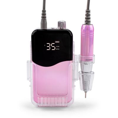 China Convenient 35000RPM High Quality Portable Cordless Professional Electric Nail Drill Rechargeable Nail Polisher Equipment for sale