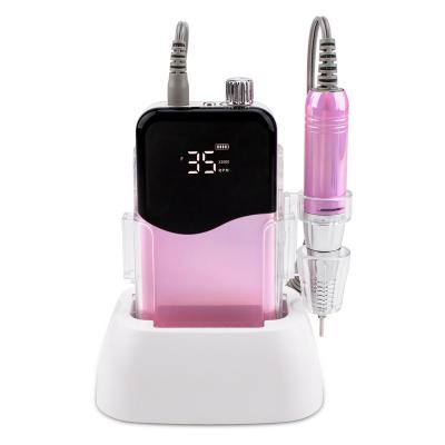 China Easy Apply New Arrival Professional Portable Electric Nail Drill 35000RPM Nail File Machine With Coreless For Acrylic for sale