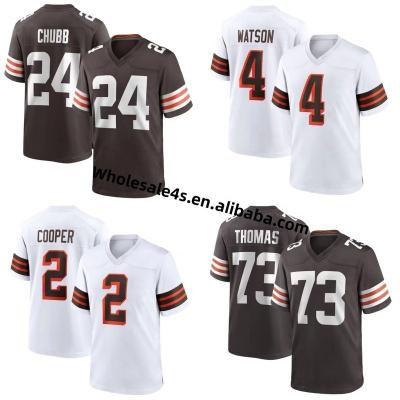 China Wholesale Mens Cleveland Brown American Football Jersey Antibacterial Stitched 24 Nick Chubb 4 Deshaun Watson USA Soccer Uniform for sale