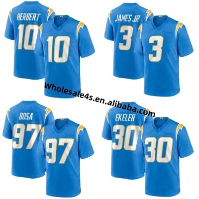 China Wholesale Antibacterial Mens American Football Charger Jersey Los Angeles USA Football Stitched Uniform 10 Justin Herbert 3 Derwin James Jr. for sale