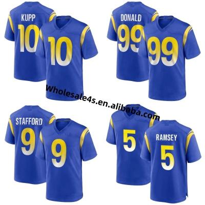 China USA Soccer Uniform 10 Stitched Cooper Kupp 99 Aaron Donald Antibacterial Mens Los Angeles Ram American Football Jersey Wholesale for sale