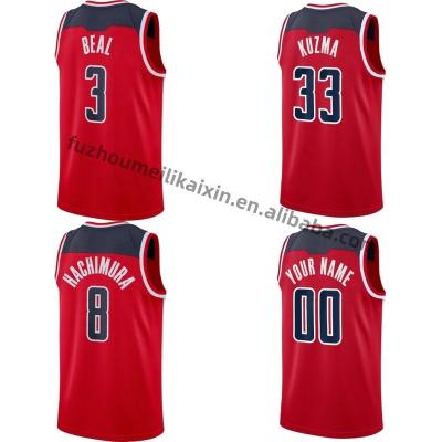 China QUICK DRY Ready to Ship Shirt 33 Kyle Kuzma 3 Bradley Beal USA Basketball Men's Stitched Washington Wizard Basketball Tank Top Retro for sale