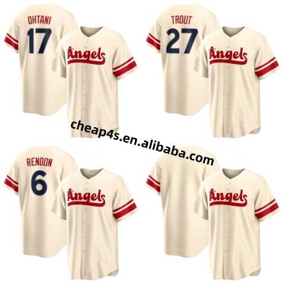 China Los Angeles Antibacterial Angel Baseball Jersey Ready to Board Men's Embroidery Baseball Wear 17 Shohei Ohtani 27 Mike Trout Shirt Custom for sale