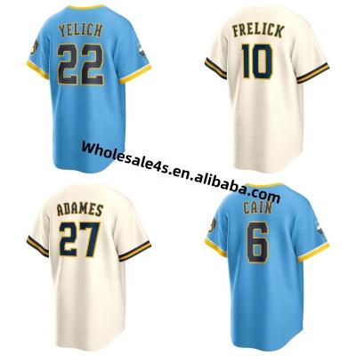 China Milwaukee Brewers Antibacterial Baseball Jersey Ready To Board Mens Embroidery Baseball Wear 22 Christian Yelich Salt Frelick Shirt Custom 10 for sale