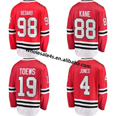 China Shirts & Chicago Blackhawk Hockey Jersey Tops Ready To Board #98 Mens Embroidery American Ice Hockey Uniform Connor Bedard Wholesale for sale