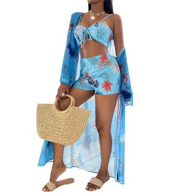 China New Arrivals Summer Breathable Swimsuit Floral Three Piece Bikini Set Woman Swimwear for sale