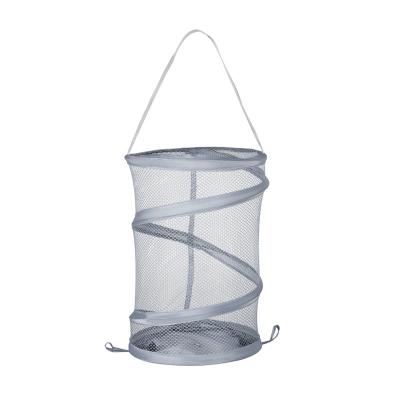 China Wholesale Home Gray Foldable Mesh Laundry Basket Polyester Mesh Pop Up Laundry Bag for sale