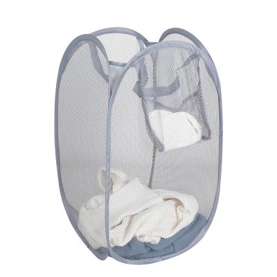 China Hot Sale Home Mesh Laundry Baskets Laundry Foldable Pop Up Storage Bag Laundry Basket Bag With Handle for sale