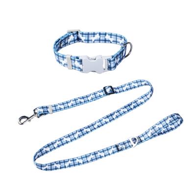 China Viable Supplies Factory Wholesale Custom Pet Heat Transfer Printing Dog Leash Chain Pet Collar Leash Set for sale