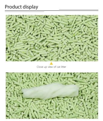 China OEM Green Strip Sustainable Tofu Cat Litter Strong Clumping Plants Natural Cat Sand 1.5 2.0 3.0 Mm Flushable for sale