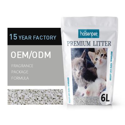 China Viable Crush White Cat Litter BSCI Factory OEM Bulk Flushable Clumping Clumped Broken Green Tea Cat Litter Sand For Cat for sale